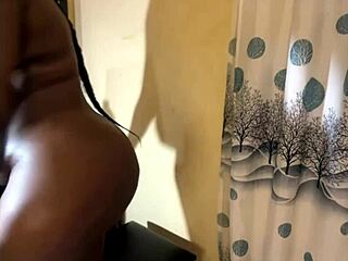 thick ebony babe big boobs huge ass rides dildo in lingerie first time