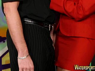 Clothed slut deepthroats old man cumshot golden shower fetish