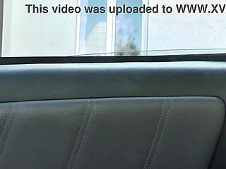 Mature neighbor milf strips naked no panties washes windows as taxi peeps her big tits pussy.