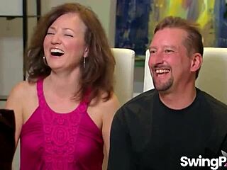 Watch horny swingers swap wives for hardcore orgy pounding in every position across the room.