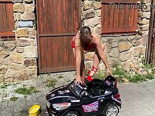 busty milf lenushka squirts hard fingering car orgasm