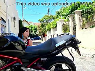 biker brunette licks skinny teen pussy with toys wet 😘👅