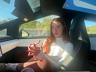 Blonde takes best friend's girlfriend virginity in creamy car ride with Rosie Rider.