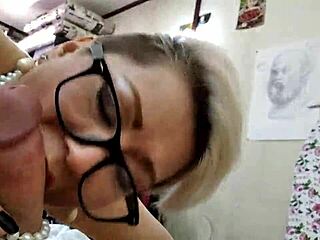 mature russian milf bitch closeup sucks cock while squirting masturbate frenzy