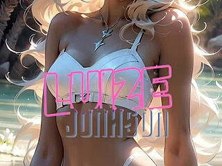 Blonde with blue eyes