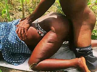 curvy farm girl bends over for monster black cock doggystyle in woods