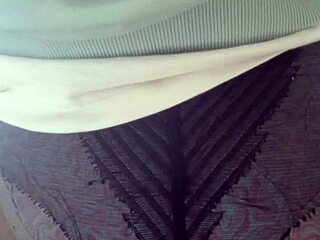 elza's huge curvy black ass in nylon tights dominates with panty sniffing fetish play