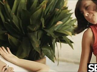 two busty lesbians lick pussies outdoors to wild orgasms