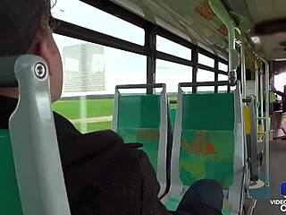 french brunette big tits ass fucked in bus by voyeur