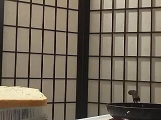 in the kitchen after dark llamasr cooks with big black cock bananas smashing her huge tits everywhere