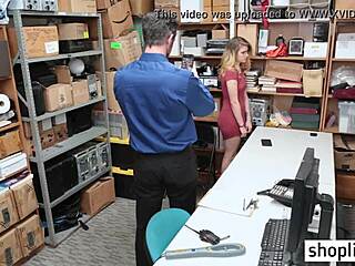 whoa sexy petite blonde teen's small tits caught by corrupt office cop 👮🔥