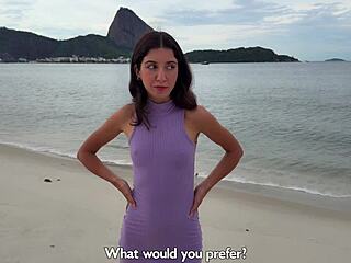 skinny beach pickup girl drinks smoothie then rides cock bent over doggystyle pov cowgirl missionary