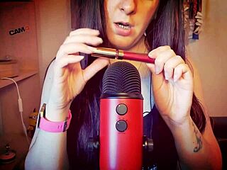 italian milf's deepthroat dildo makes sensual mouth slurp!