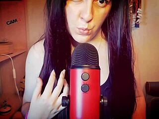 italian milf's deepthroat dildo makes sensual mouth slurp!