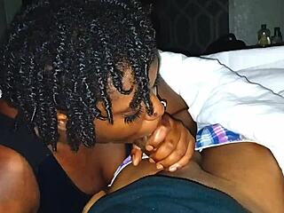 Darkchocolatebarbie swallows cum then spits on dick!