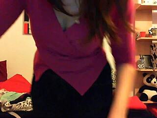 Gorgeous Italian slut fingers her big clit and fucks adult doll with dildo dirty talk