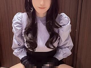 Beautiful curly-haired ladyboy masturbates quietly in cute anal tease!