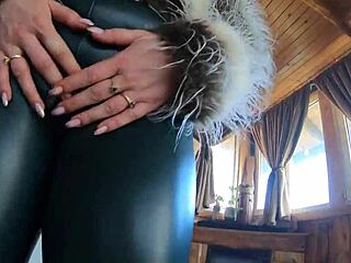 deepthroat cum swallow in leather cameltoe fetish play preview