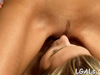 hot teen bends over as lover caresses her tight wet pussy