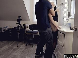 Blonde Hadley Haze bounces big ass on dick while shoving boobies in his face