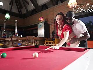 cheating milf drilled hard interracial on public pool table
