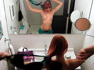 blonde college girl, kiss heels lick pussy with redhead after business deal?