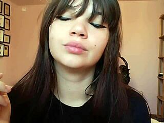 Goddess with big bare lips smokes cigarette while teasing you POV?