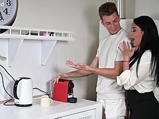 Anissa Kate's all holes filled by young stud's monster cock in heels lingerie doggystyle