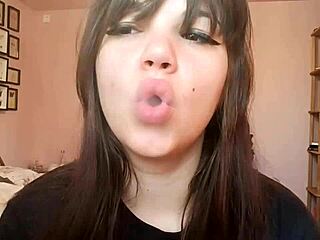 Goddess with big bare lips smokes cigarette while teasing you POV?