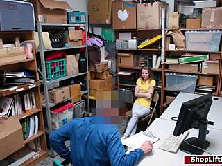 Petite blonde teen shoplifter fucked hardcore in office then released