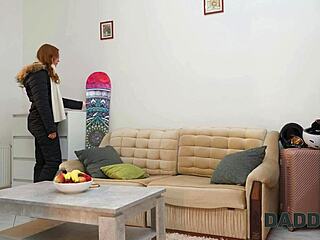 Trainer's monster cock equipment stretches my shaved pussy during workout?