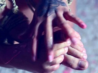 oh man, i'm totally lost in worshipping my captive unicorn's bare feet and toes while dripping hot wax on her bound submissive body during this intense bdsm session