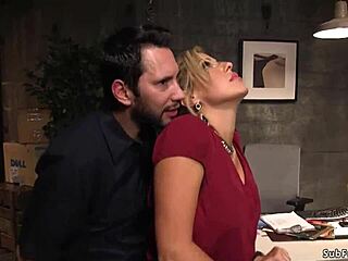 busty blonde gets her throat choked on monster cock in tight bondage then rough fucked hard
