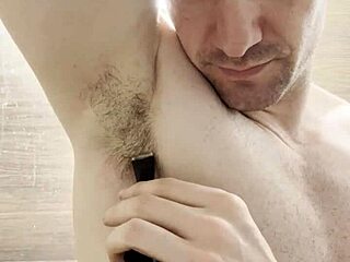 Just trimmed my sweaty hairy armpits after gym photoshoot prep!