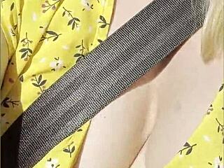 Wifey Flashes Perfect Tits Driving Car Part 2