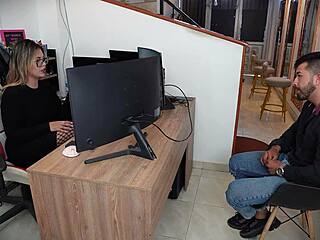 lucky guy gets to fuck his hot boss at interview