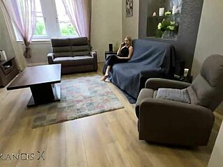 Blonde housewife slut moans loud getting doggystyle pounded while chatting husband on phone during cuckold quickie