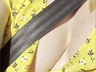 Wifey Flashes Perfect Tits Driving Car Part 2