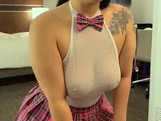 hey check out this sexy asian schoolgirl flashing her big natural boobs and shaking that fat ass!