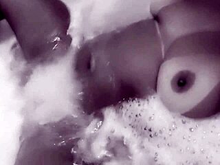 Milf teacher bubbles in bath fingering pussy with toys solo