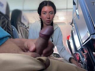 ever tried a crazy handjob till cum explodes on public airplane?