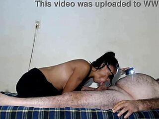 Skinny Mexican milf chokes on cock deepthroat cum mouth face facial
