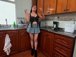 maid begs for hard pussy fuck to clock out early in her skimpy uniform