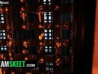 Vi Pounds Petite Caitlyn Raw in Kinky Prison Strapon Fuck!