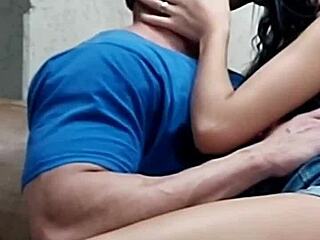 Skinny Brazilian cutie kisses ripped guy in homemade couple video