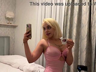 Petite Blonde Coed Strips See-Through Dress Flashes Pussy Ass Online