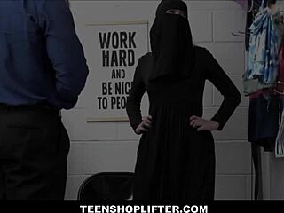 petite blonde shoplifter delilah day caught stealing under hijab, officer rips clothes and fucks!