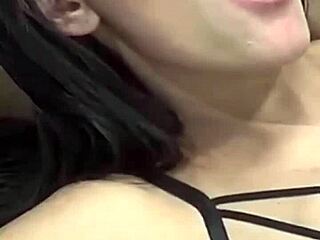 Skinny Brazilian cutie kisses ripped guy in homemade couple video