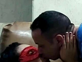 Skinny Brazilian cutie kisses ripped guy in homemade couple video