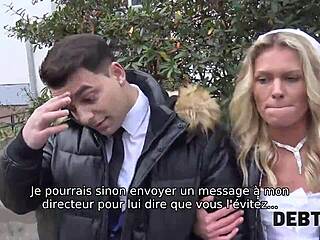 Debt4k slut wife cheats on husband for cash right in front of him